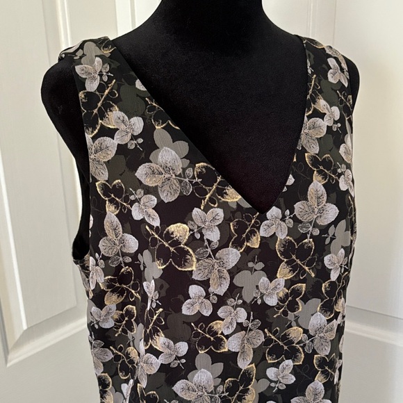 Banana Republic Gold Leaf V-Neck Shift Dress - Picture 3 of 12